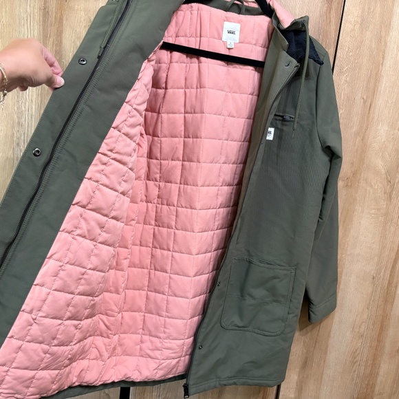 VANS Women’s Drill Chore Long Coat Corduroy Collar Hooded Jacket Size S MTE - Picture 16 of 16